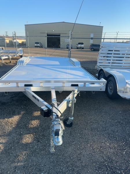 New 2027 Aluma 18' Wide Body Tandem Axle Electric Brake Drive-On Fender Ramp Front Rail Rub Rail Std 5K RTD 14" Aluminum Wheels Utility Trailer