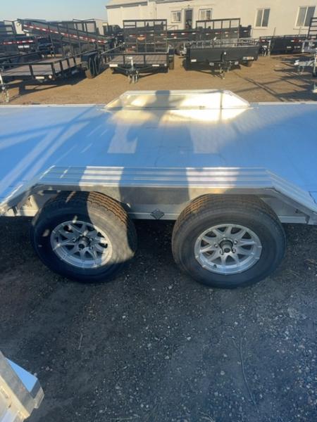 New 2027 Aluma 18' Wide Body Tandem Axle Electric Brake Drive-On Fender Ramp Front Rail Rub Rail Std 5K RTD 14" Aluminum Wheels Utility Trailer