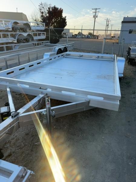 New 2027 Aluma 8014 Single Axle Electric Brake Bi-Fold tailgate Slotted Rail Utility Trailer