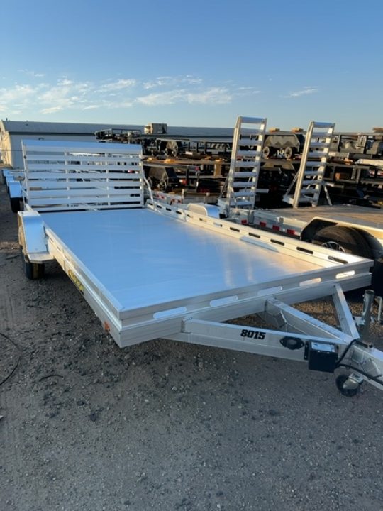 New 2027 Aluma 8015 Single Axel Electric Brake Straight Tailgate Slotted Rail Utility Trailer