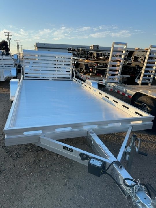 New 2027 Aluma 8015 Single Axel Electric Brake Straight Tailgate Slotted Rail Utility Trailer