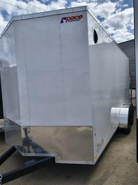 New 2026 Pace American 7 x 16 Outback DLX Flat Top V-Nose 7K Cargo / Enclosed Trailer