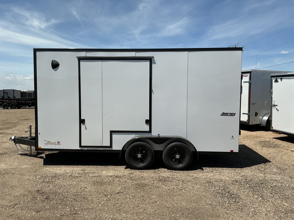 New 2026 Pace American 7 x 16 Journey SE Flat Top Sloped V-Nose 7K Cargo / Enclosed Trailer