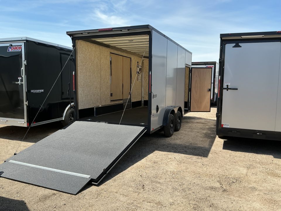 New 2026 Pace American 7.5 x 16 Journey SE Flat Top Sloped V-Nose 7K Cargo / Enclosed Trailer