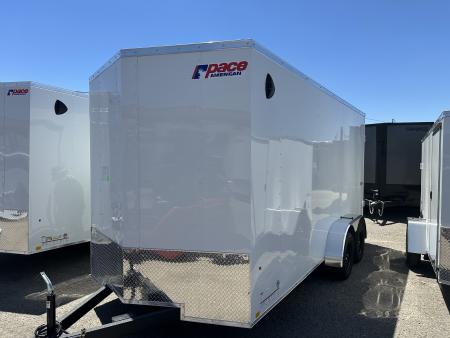New 2026 Pace American 7 x 16 Outback DLX Flat Top V-Nose 7K Cargo / Enclosed Trailer