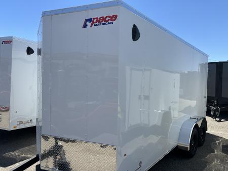 New 2026 Pace American 7 x 16 Outback DLX Flat Top V-Nose 7K Cargo / Enclosed Trailer