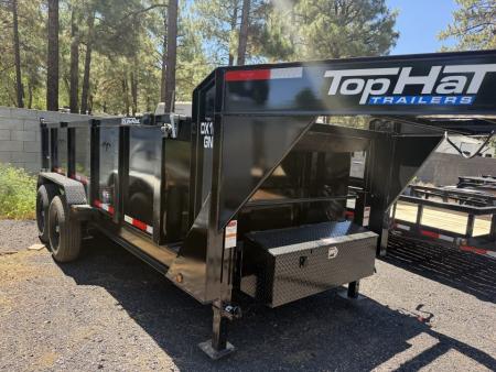 New 2026 Top Hat Trailers 7'X14' Gooseneck Dump Trailer 14000 lb G.V.W. 3' Sides Dump Trailer
