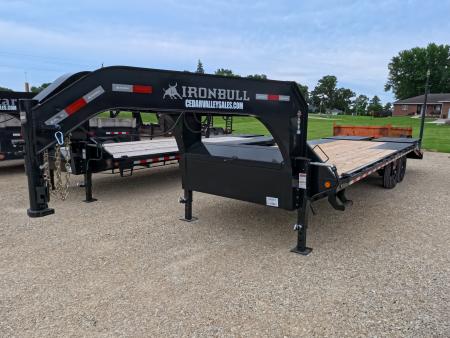 New 2027 Iron Bull 102  x 25' FDG (20+5) Gooseneck Deckover with 2)7K Dexter Straight Axles, F-Adj. Electric Brakes, Rampage Ramps, 4 Weld On D-Rings & 10 Ply Tires