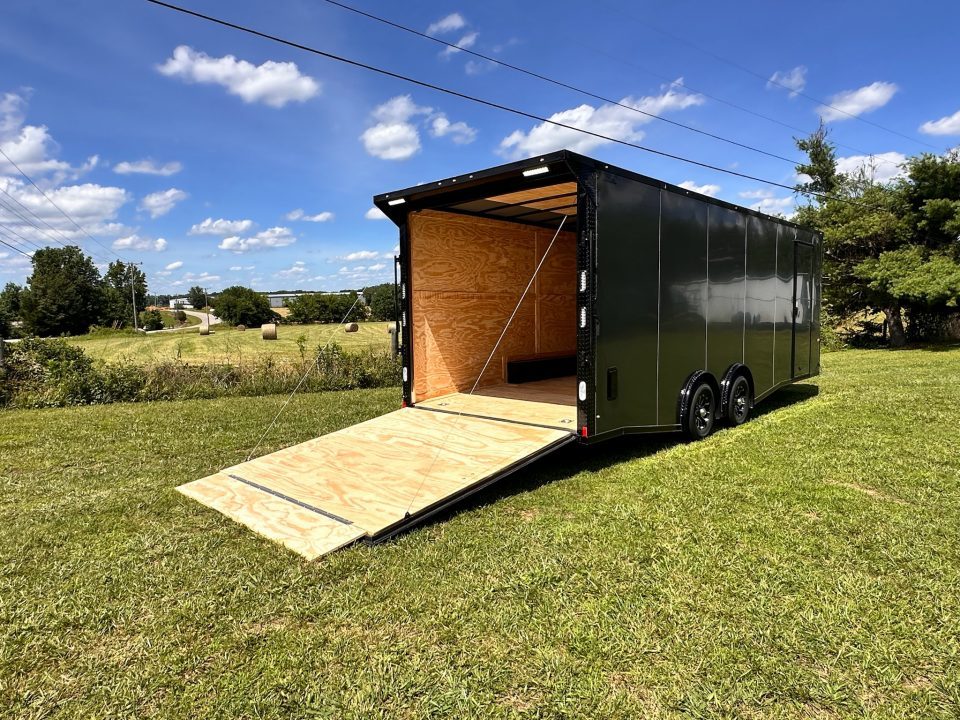 New 2026 Rock Solid 8.5x24 7'6" Interior Car Hauler-5200LB Torsion Axle-Charcoal Poly- Blackout-Enclosed Car Hauler