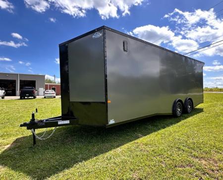 New 2026 Rock Solid 8.5x24 7'6" Interior Car Hauler-5200LB Torsion Axle-Charcoal Poly- Blackout-Enclosed Car Hauler