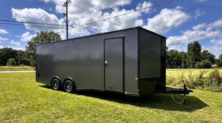 New 2026 Rock Solid 8.5x24 7'6  Interior Car Hauler-5200LB Torsion Axle-Charcoal Poly- Blackout-Enclosed Car Hauler