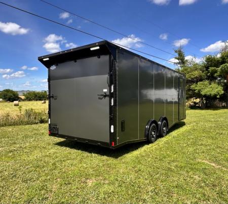 New 2026 Rock Solid 8.5x24 7'6" Interior Car Hauler-5200LB Torsion Axle-Charcoal Poly- Blackout-Enclosed Car Hauler