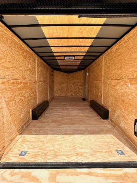 New 2026 Rock Solid 8.5x24 7'6" Interior Car Hauler-5200LB Torsion Axle-Charcoal Poly- Blackout-Enclosed Car Hauler
