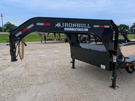 New 2027 Iron Bull 102" x 30' (26 +4) Equipment Trailer with 2)10K Spring Axles, Electric Brakes, 4' Self Cleaning Dove Tail and 4' Rampage Ramps