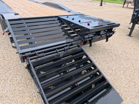 New 2027 Iron Bull 102" x 30' (26 +4) Equipment Trailer with 2)10K Spring Axles, Electric Brakes, 4' Self Cleaning Dove Tail and 4' Rampage Ramps