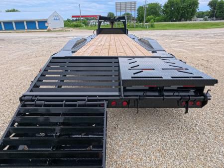 New 2027 Iron Bull 102" x 30' (26 +4) Equipment Trailer with 2)10K Spring Axles, Electric Brakes, 4' Self Cleaning Dove Tail and 4' Rampage Ramps