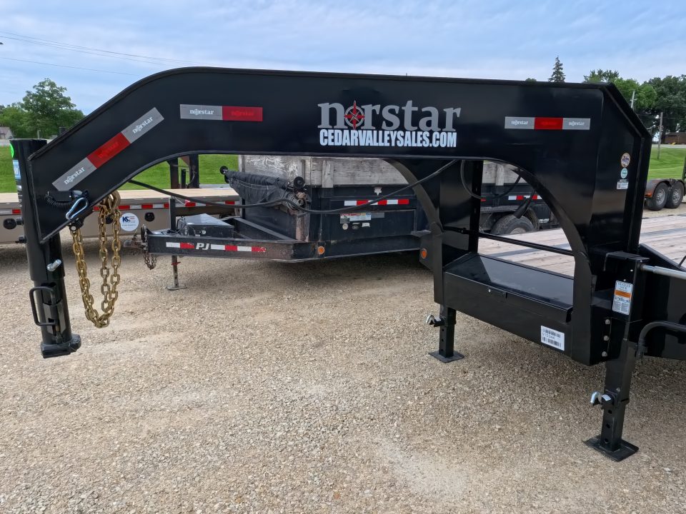New 2026 Norstar 102"x25' FXG (20+5) Deckover Trailer Gooseneck with 2 -10K Spring Axles, Rampage Ramps, Spare Tire, Mud Flaps and More!