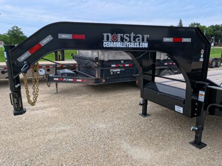 New 2026 Norstar 102"x25' FXG (20+5) Deckover Trailer Gooseneck with 2 -10K Spring Axles, Rampage Ramps, Spare Tire, Mud Flaps and More!
