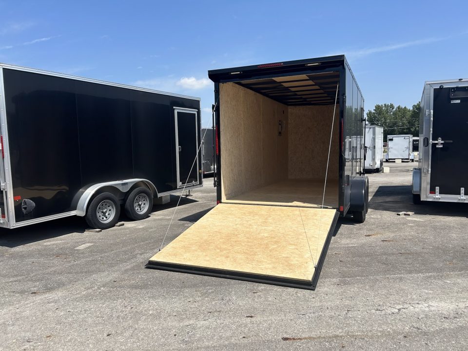New 2026 Pace American 7 X 16 FT ENCLOSED CARGO TRAILER RAMP DOOR  BLACK OUT WITH REAR SPOILER
