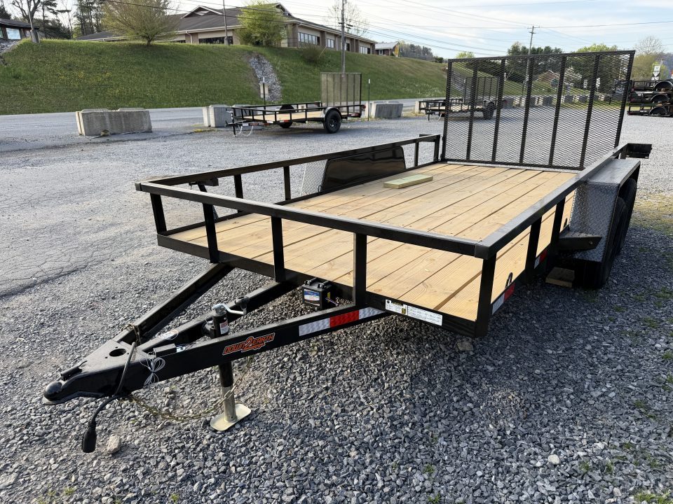 New 2026 Down 2 Earth 82X14 Tandem Axle Utility Trailer, Tube Top Rail, Spring Assist Gate