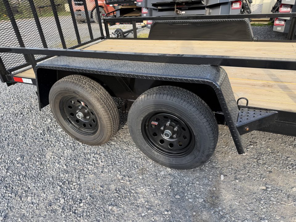 New 2026 Down 2 Earth 82X14 Tandem Axle Utility Trailer, Tube Top Rail, Spring Assist Gate
