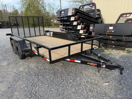 New 2026 Down 2 Earth 82X14 Tandem Axle Utility Trailer, Tube Top Rail, Spring Assist Gate