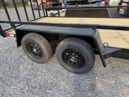 New 2026 Down 2 Earth 82X14 Tandem Axle Utility Trailer, Tube Top Rail, Spring Assist Gate