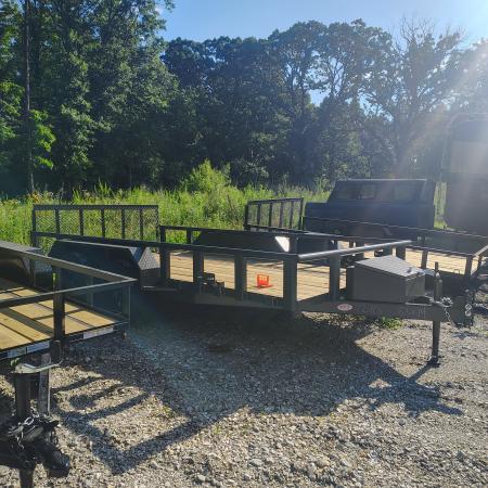 New 2026 MEB 83x14 TA , 2' Dovetail with 30" gate or straight deck with 48" gate,, pipe rails, 3.5k axles, Hunting package Utility Trailer