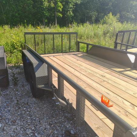 New 2026 MEB 83x14 TA , 2' Dovetail with 30" gate or straight deck with 48" gate,, pipe rails, 3.5k axles, Hunting package Utility Trailer