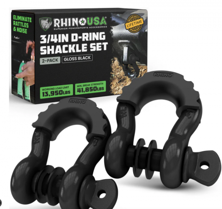 New Rhino USA -3/4  D-Ring Shackles-Black