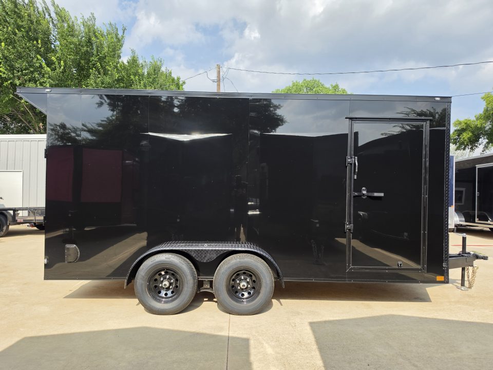 New 7x16 TA3 Screwless Enclosed Trailer | Blackout | Spoiler Package | 10K | 7' Interior | .08 Polycor | Dexter Axles | 1161