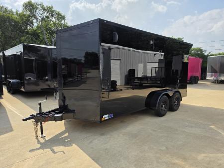 New 7x16 TA3 Screwless Enclosed Trailer | Blackout | Spoiler Package | 10K | 7' Interior | .08 Polycor | Dexter Axles | 1161