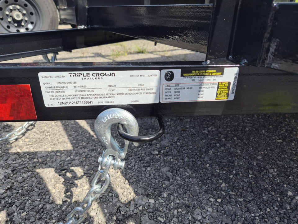 New 2026 Triple Crown Trailers 6x12 Open Utility Trailer – 15" Rail Sides & Rear Gate