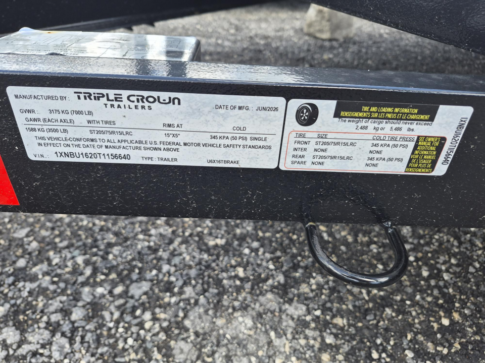New 2026 Triple Crown Trailers 6x16 Tandem Axle Utility Trailer with Gate | 7K GVWR