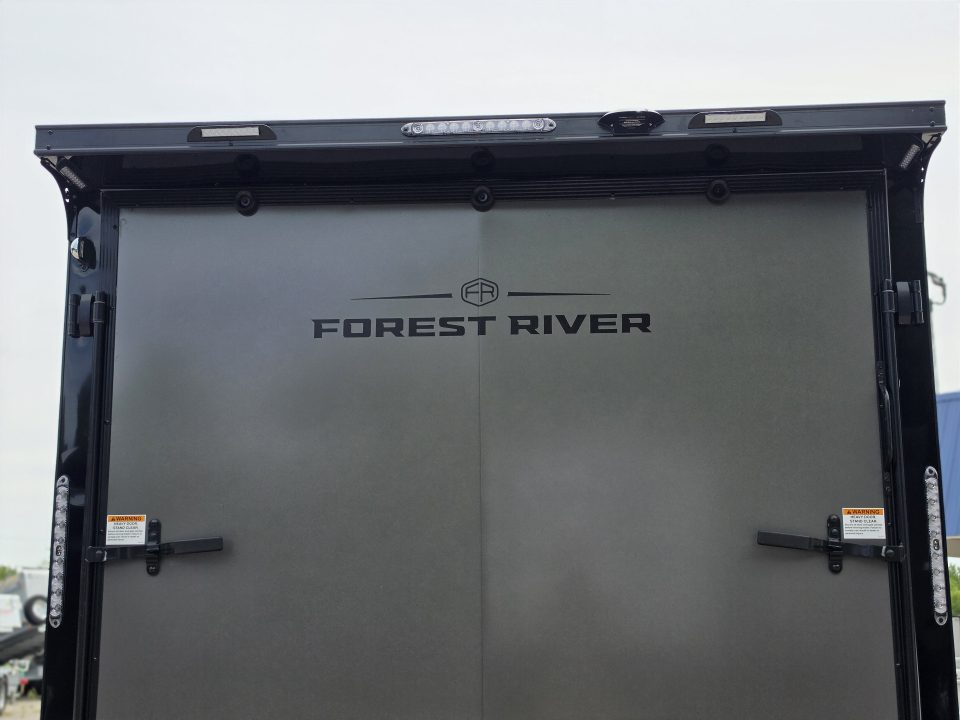 New 7.5 X 14 CARGO ENCLOSED ALL ALUMINUM BLACK OUT PKG 2027 LIGHTNING REAR RAMP DOOR