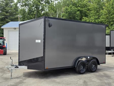 New 7.5 X 14 CARGO ENCLOSED ALL ALUMINUM BLACK OUT PKG 2027 LIGHTNING REAR RAMP DOOR
