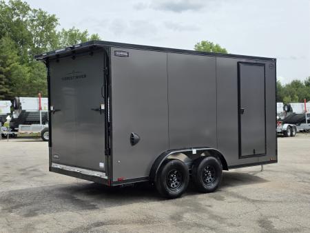 New 7.5 X 14 CARGO ENCLOSED ALL ALUMINUM BLACK OUT PKG 2027 LIGHTNING REAR RAMP DOOR
