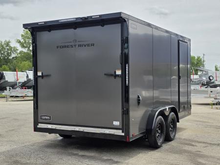 New 7.5 X 14 CARGO ENCLOSED ALL ALUMINUM BLACK OUT PKG 2027 LIGHTNING REAR RAMP DOOR