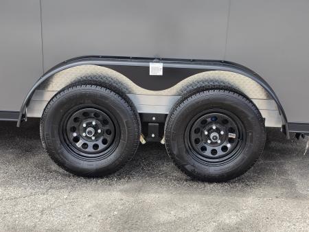 New 7.5 X 14 CARGO ENCLOSED ALL ALUMINUM BLACK OUT PKG 2027 LIGHTNING REAR RAMP DOOR