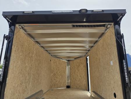New 7.5 X 14 CARGO ENCLOSED ALL ALUMINUM BLACK OUT PKG 2027 LIGHTNING REAR RAMP DOOR