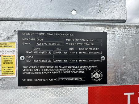 New 2026 Triumph Trailers GD7-TA82X14-80-A Dump Trailer