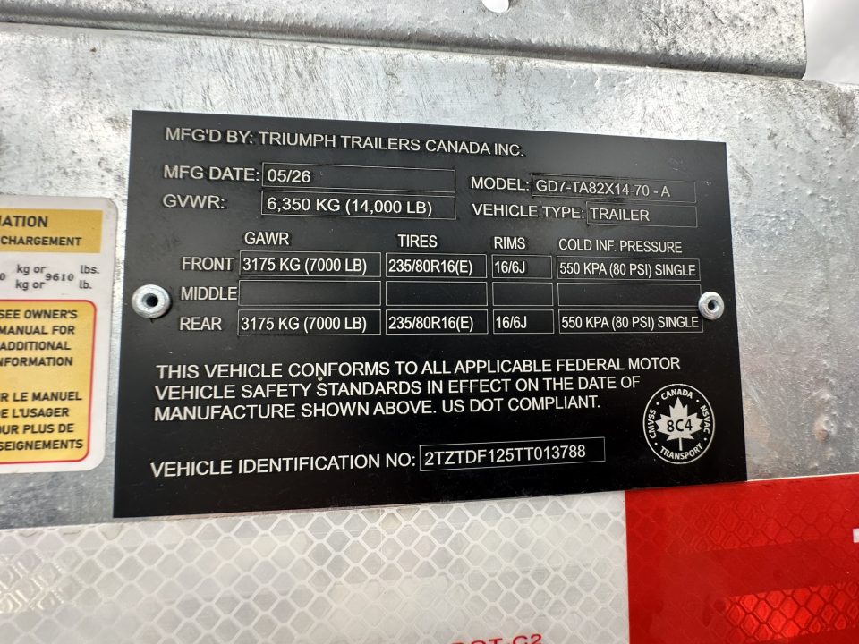 New 2026 Triumph Trailers GD7-TA82X14-70 Dump Trailer