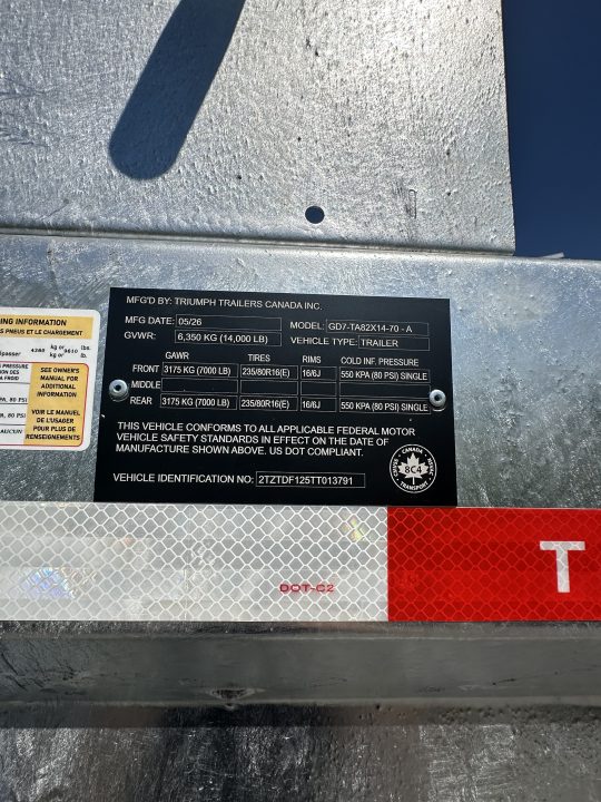 New 2026 Triumph Trailers GD7-TA82X14-70 Dump Trailer