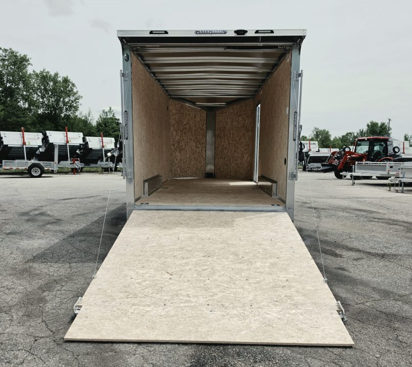 New 7.5 X 16 CARGO ENCLOSED ALL ALUMINUM 2027 LIGHTNING REAR RAMP DOOR
