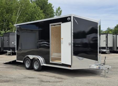 New 7.5 X 16 CARGO ENCLOSED ALL ALUMINUM 2027 LIGHTNING REAR RAMP DOOR