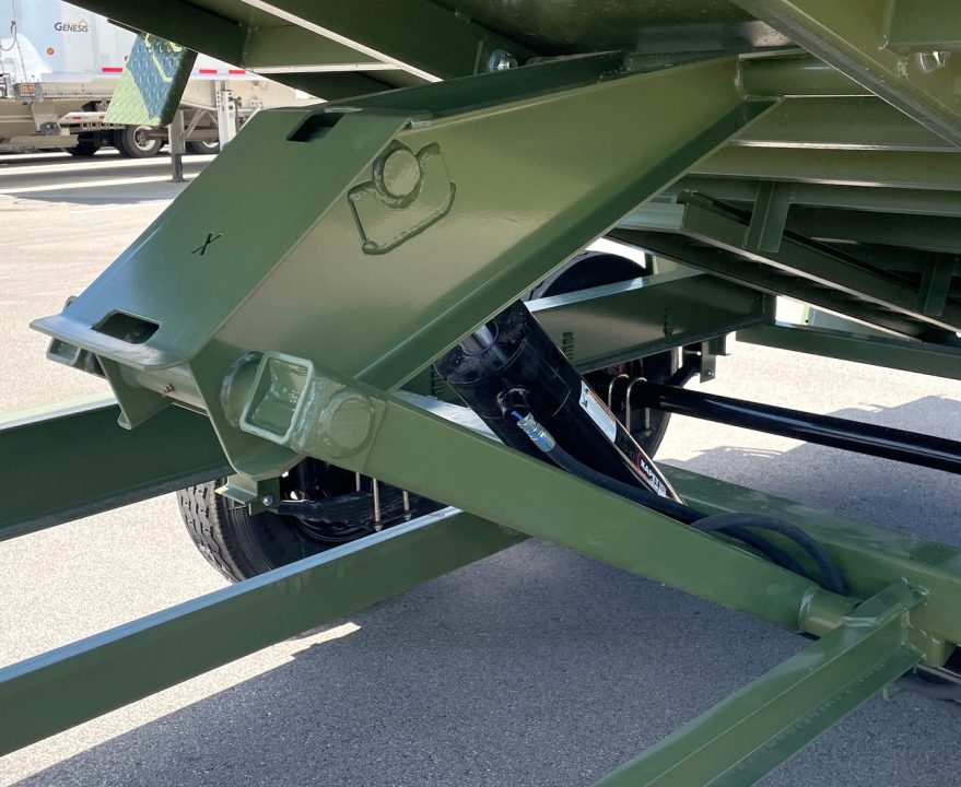 New Horizon LZ7 14'x 83" Dump Trailer: Military Green, 14K GVWR, Spare