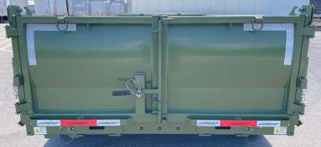 New Horizon LZ7 14'x 83" Dump Trailer: Military Green, 14K GVWR, Spare