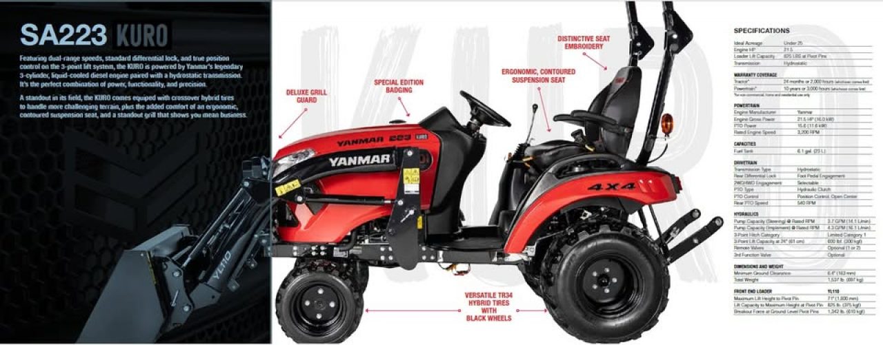 New 2026 Yanmar SA223KBI-L Tractor(Kuro Edition Tractor, Loader)