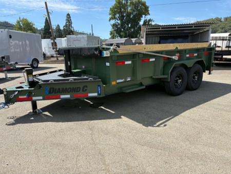 New DUMP TRAILER 2026 Diamond C LPT207 82X14 LOW PROFILE 15500 GVWR LITHIUM UPGRADE MILITARY GREEN