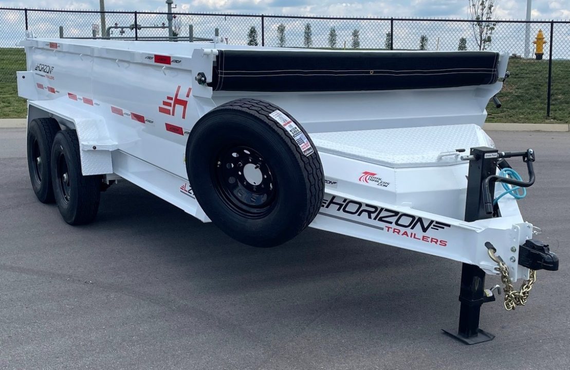 New Horizon LZ7 14'x 83" Dump Trailer: PEARL WHITE , 14K GVWR, Spare